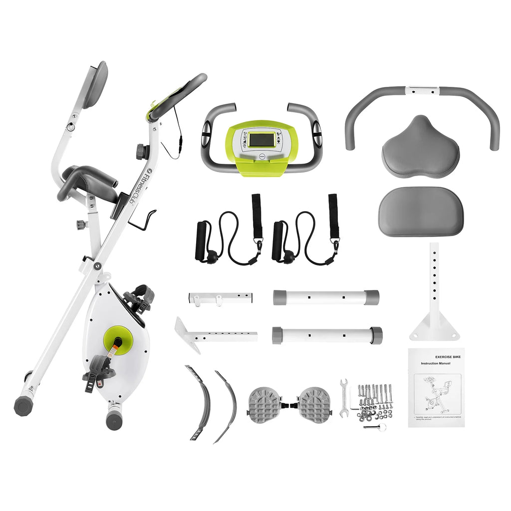 Folding Upright Cycling Exercise Bike with Backrest Magnetic Resistance Q174