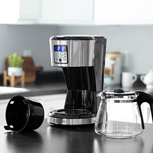 12-Cup Coffee Maker with Non-Drip Carafe and Removable Filter Basket, Black E680271