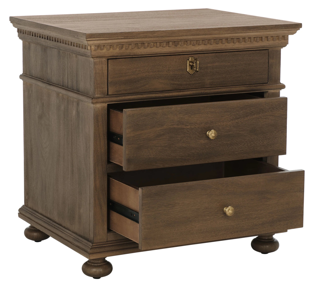 Brown 3 Drawer Nightstand U66699