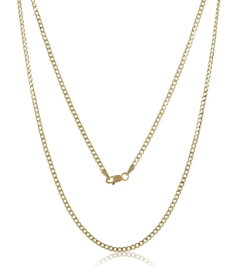 14K Solid Yellow Gold Cuban Chain Necklace Z389059