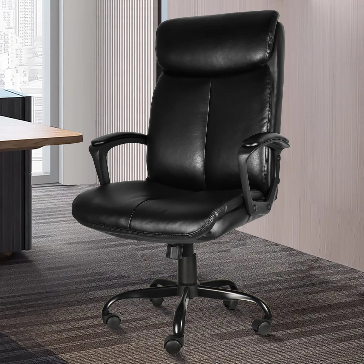 Black PU Leather Adjustable Swivel Office Desk Chair G21685