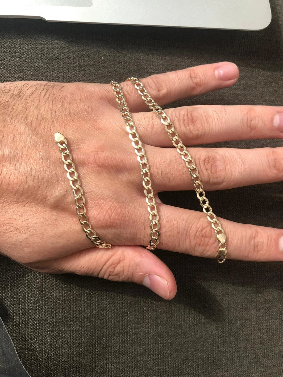 14K Solid Yellow Gold Cuban Chain Necklace Z389059