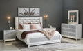King 5-Piece Bedroom Set with LED Lights, Tufted Bed, Dresser, Mirror, and 2 Nightstands in Pearlized White L118700
