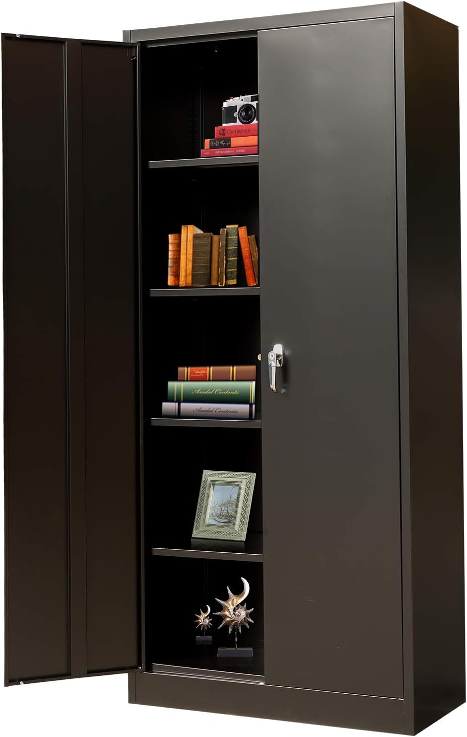 Lockable Steel Storage Cabinet with 2 Doors and 4 Shelves D7007