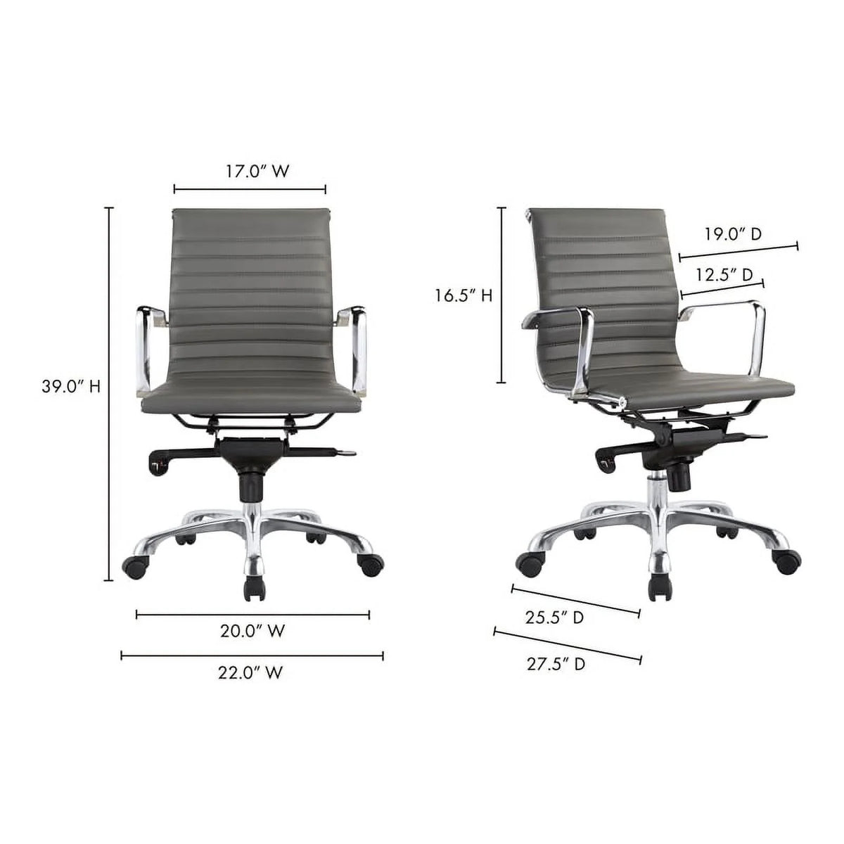 Gray Faux Leather Swivel Office Chair W1229