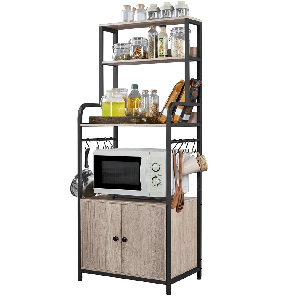 Gray Baker's Rack with Cabinet H35705