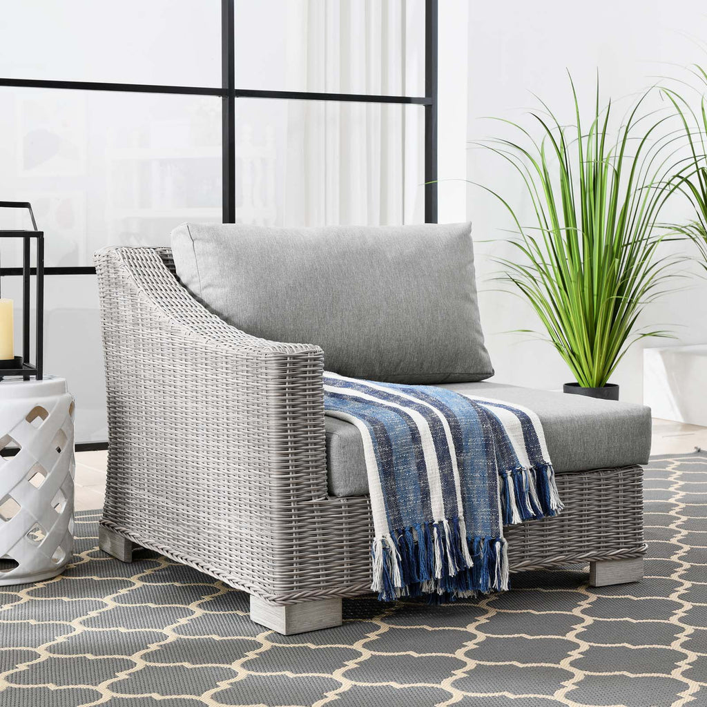 Grey Rattan Wicker Corner Chair K598087