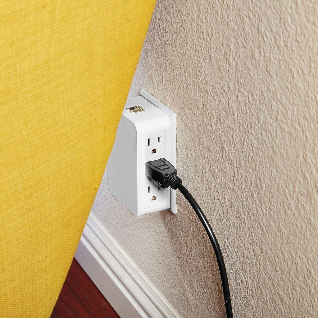 6 Outlet 3-Prong Side Entry Tap White B1834