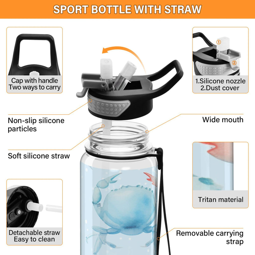 32oz Clear Tritan Water Bottle with Straw Q200