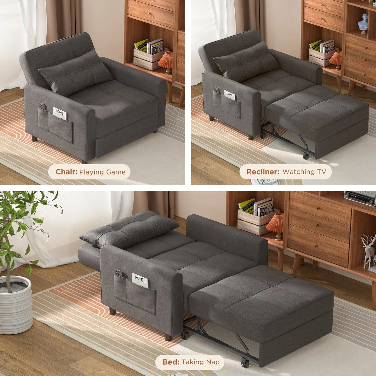 Light Gray Convertible Sofa Bed U378769