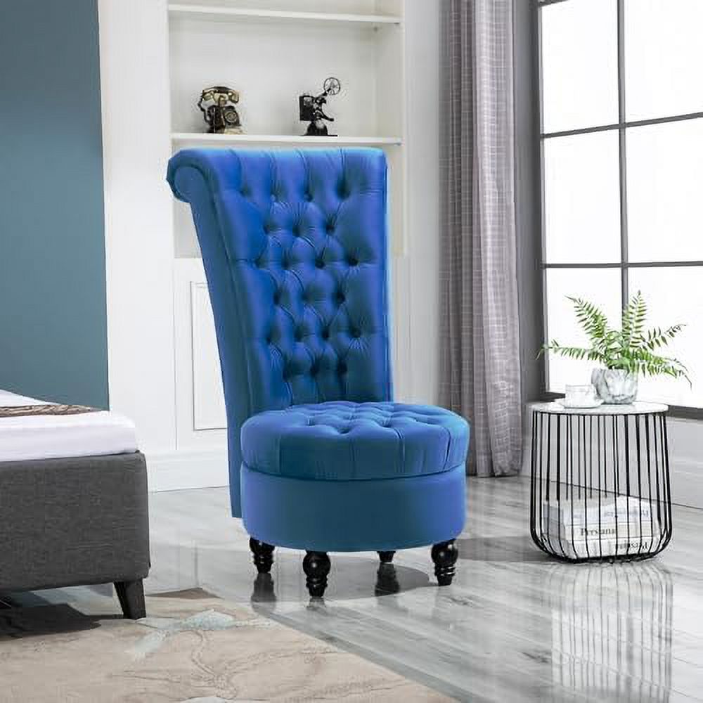 Cream White High Back Armless Chair with Rubberwood Legs J651419