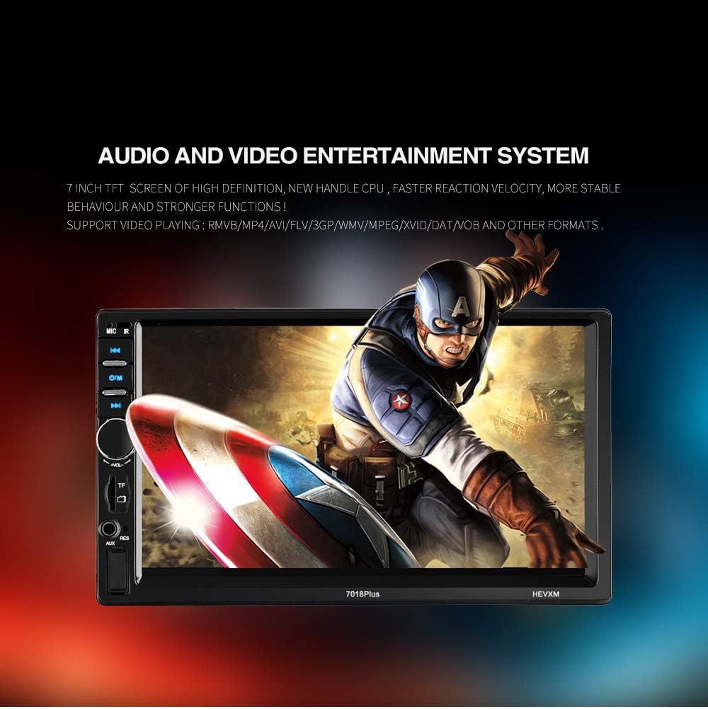 7'' Double Din Car Stereo Bluetooth Radio Receiver Touch Screen MP3/USB/SD FM Audio T485375