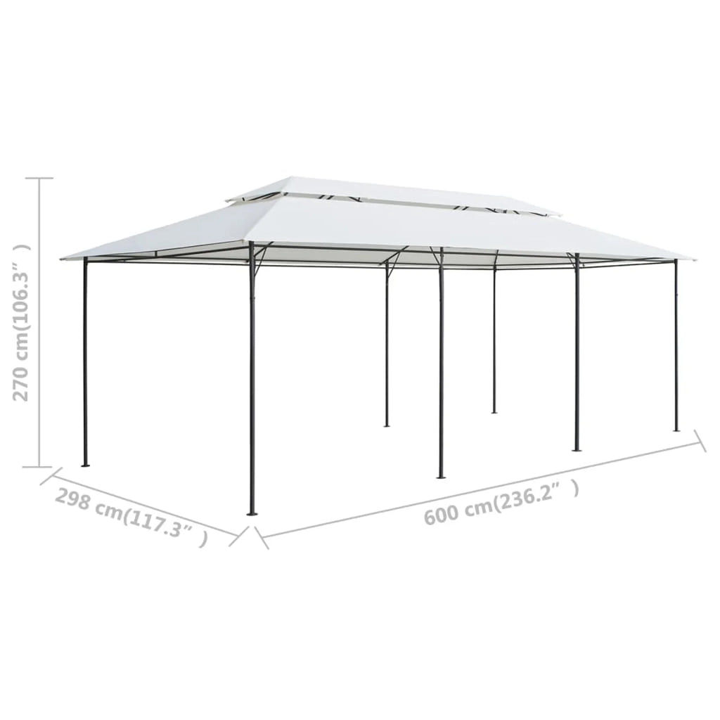 White Steel Frame Party Tent Gazebo Canopy Sun Shade Shelter 236.2 x 117.3 x 106.3 Inches R7866
