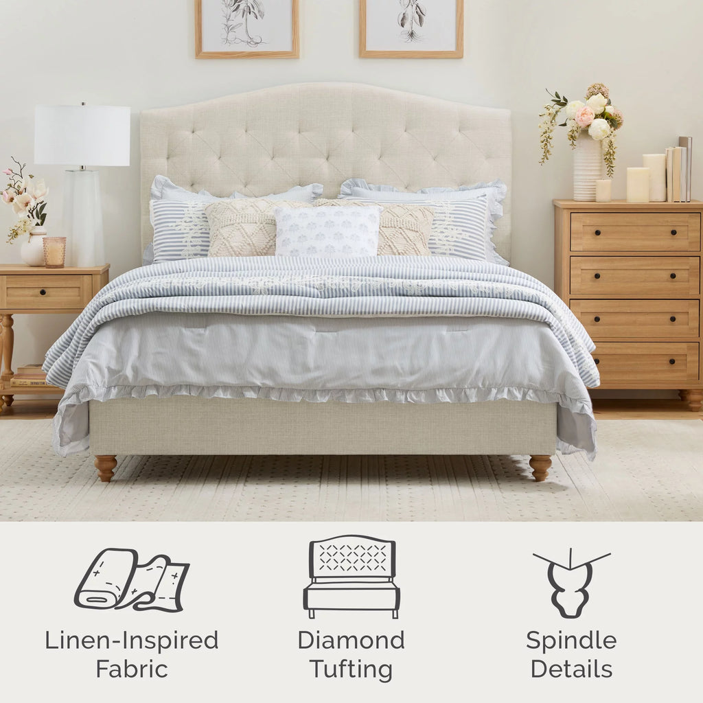 Queen Upholstered Tufted Platform Bed P876202