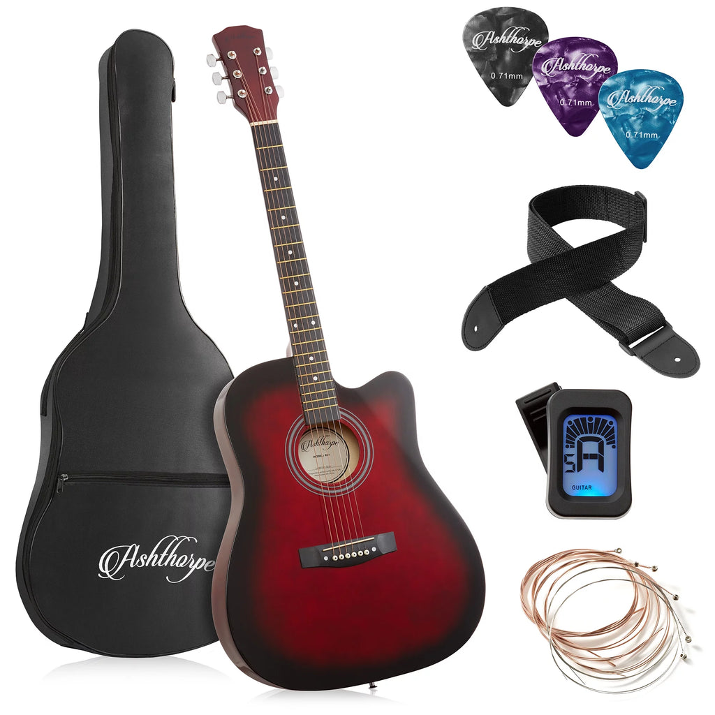 41-Inch Beginner Acoustic Guitar Starter Package, Red D81043