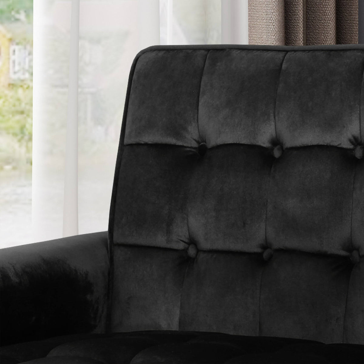 Emerald Velvet Button-Tufted Armchair S555