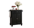 Black Kitchen Island Storage Cabinet with Marble Finish Top G64079