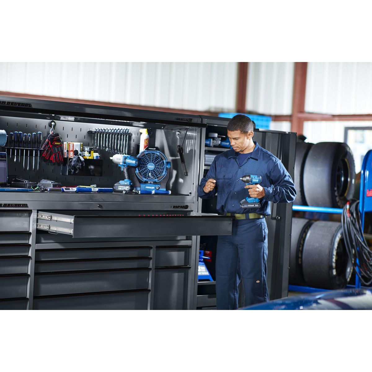 72 in. x 22 in. Slate Gray Triple-Bank Roll Cab W797