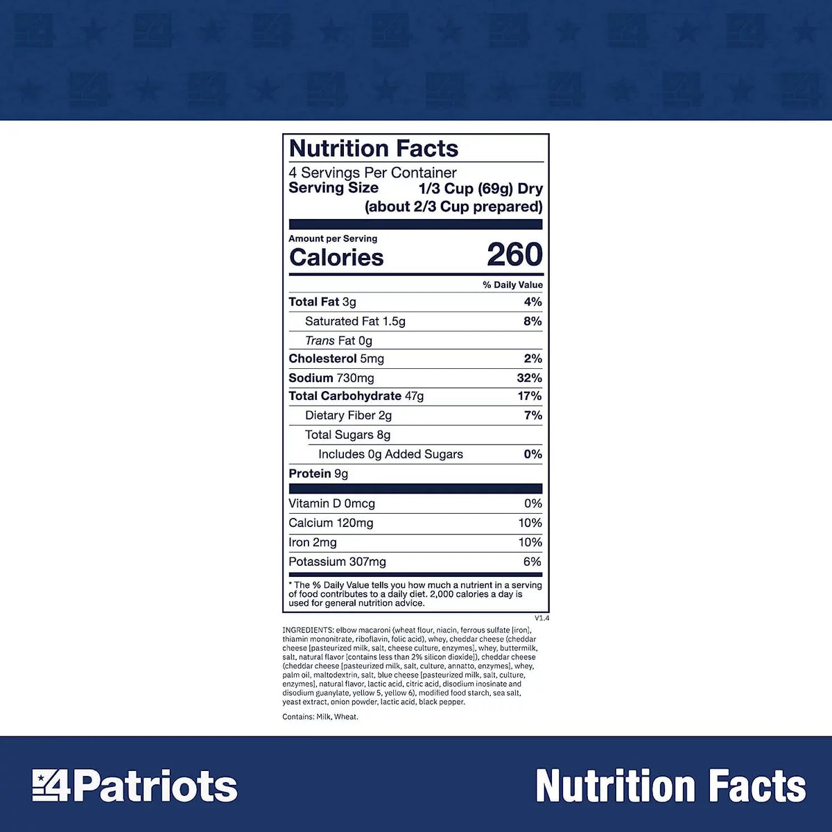 Mac & Cheese 6 Pouches 24 Servings Q20851