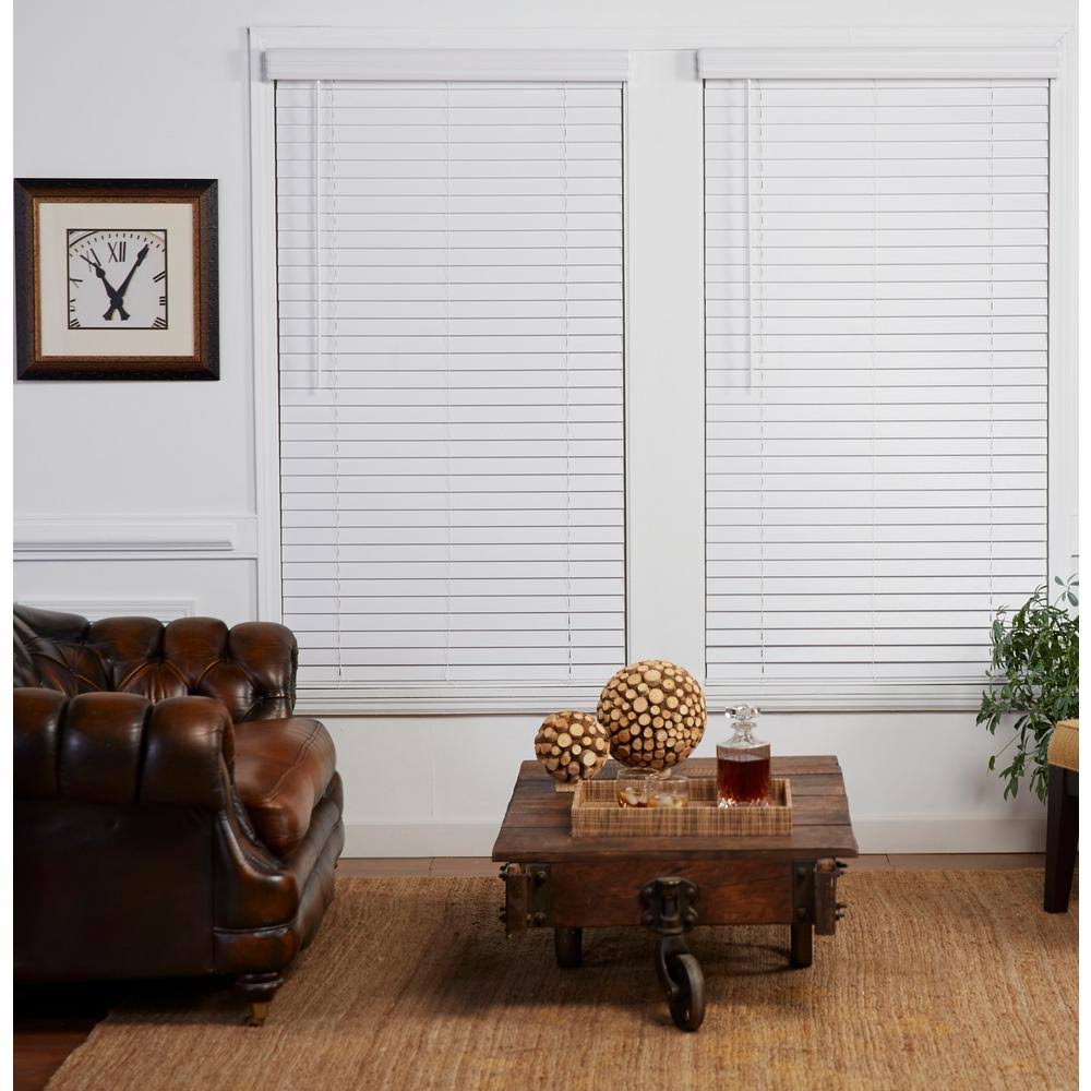 White 2in Slats Cordless Faux Wood Blind A13998