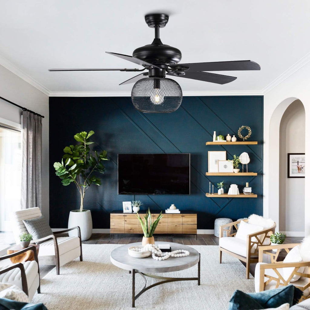 50 Inch Black Industrial Ceiling Fan with Remote V967303
