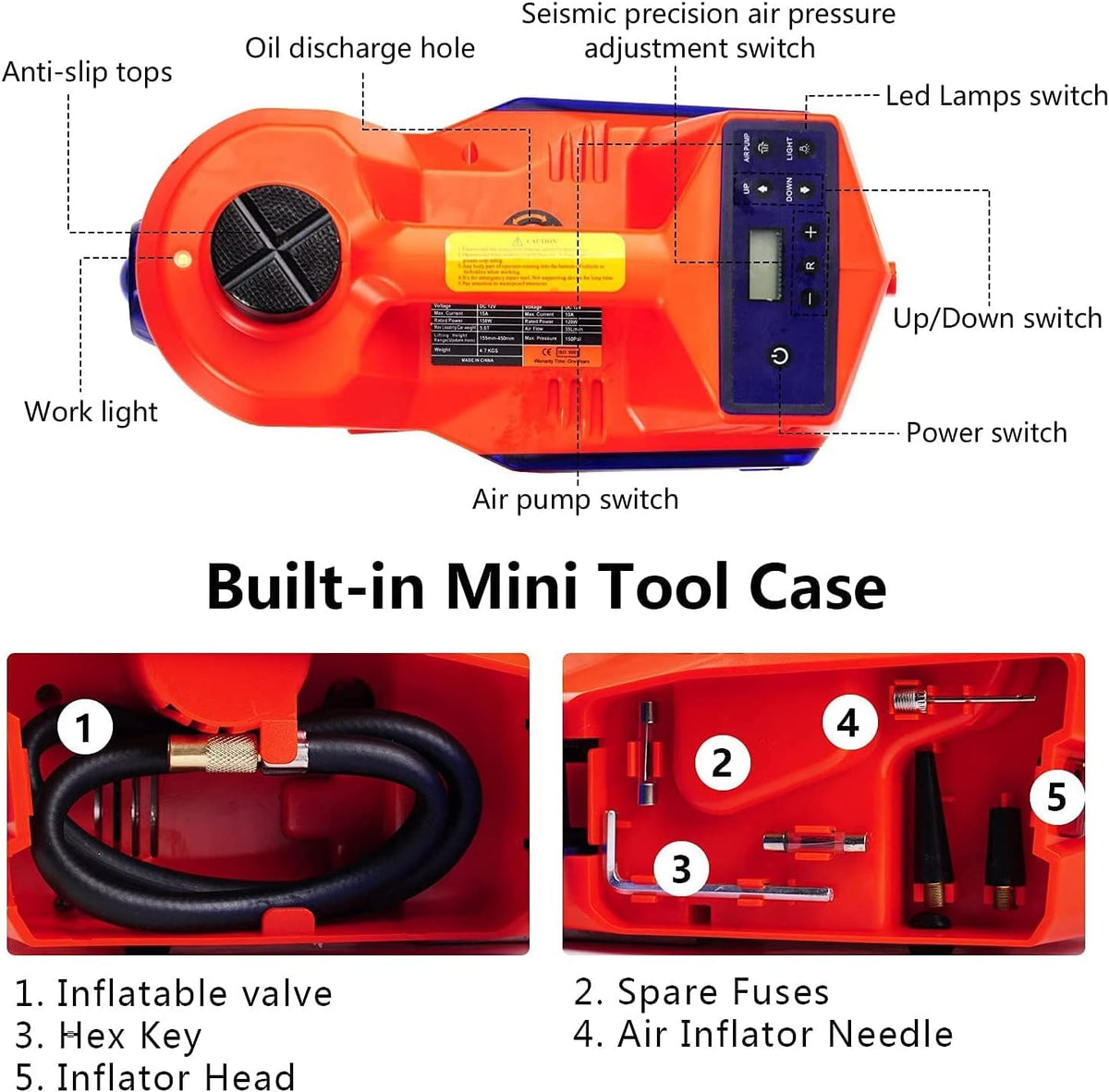 Electric Hydraulic 5 Ton Car Floor Jack with Impact Wrench B997183