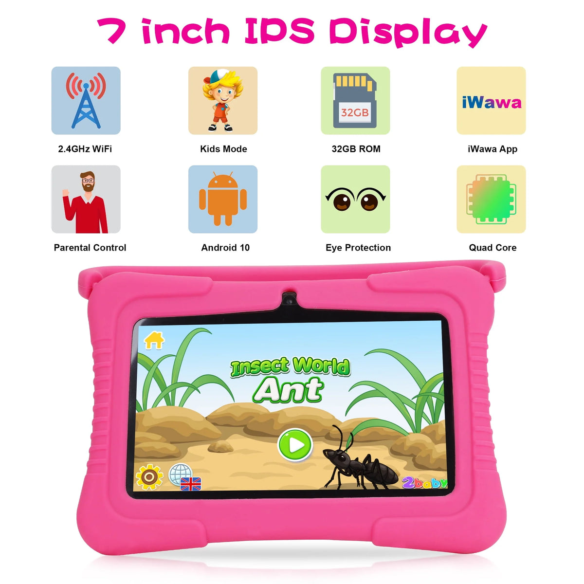 Kids Tablet 32GB WiFi 7 inch Android Tablet with Silicone Case G28782