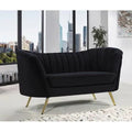 Velvet Black Round Arm Loveseat S62041