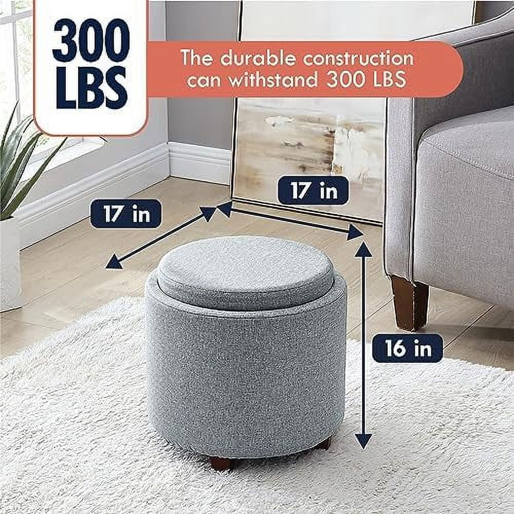 Round Velvet Ottoman with Lift Off Lid and Tray Lid U25691