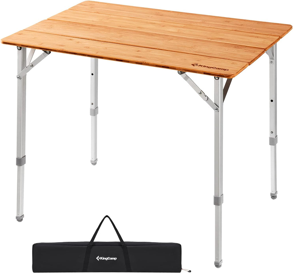 Bamboo Folding Table with Adjustable Height Aluminum Legs F761122