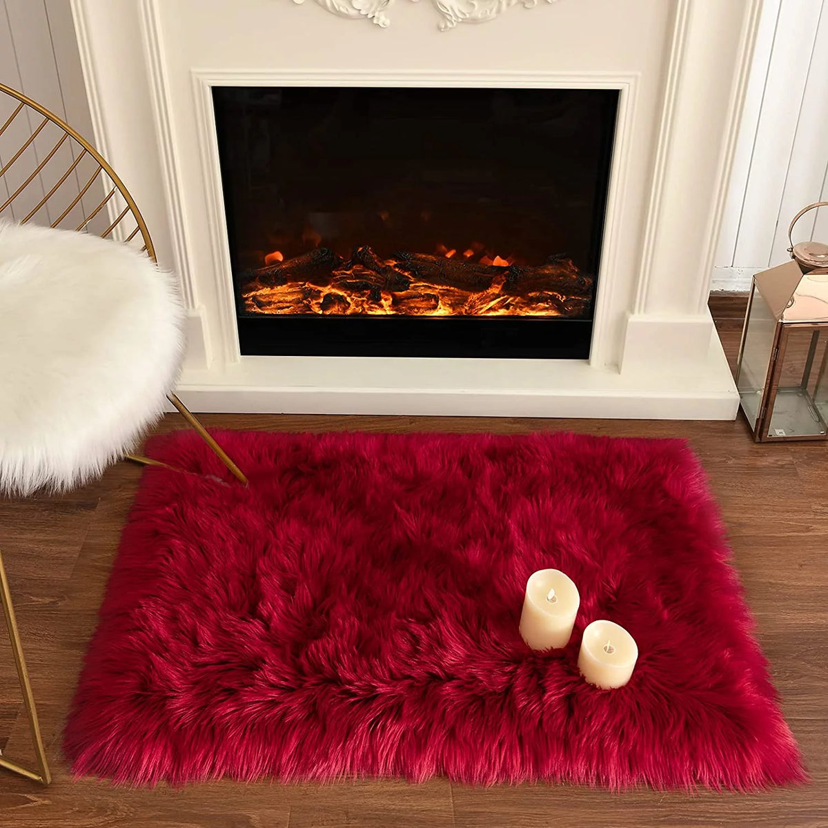 Red 3'x5' Shaggy Area Rug Q957783