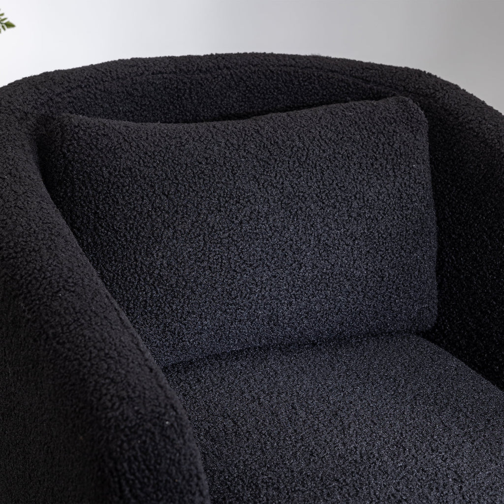Boucle Swivel Accent Chair with Pillow O785281