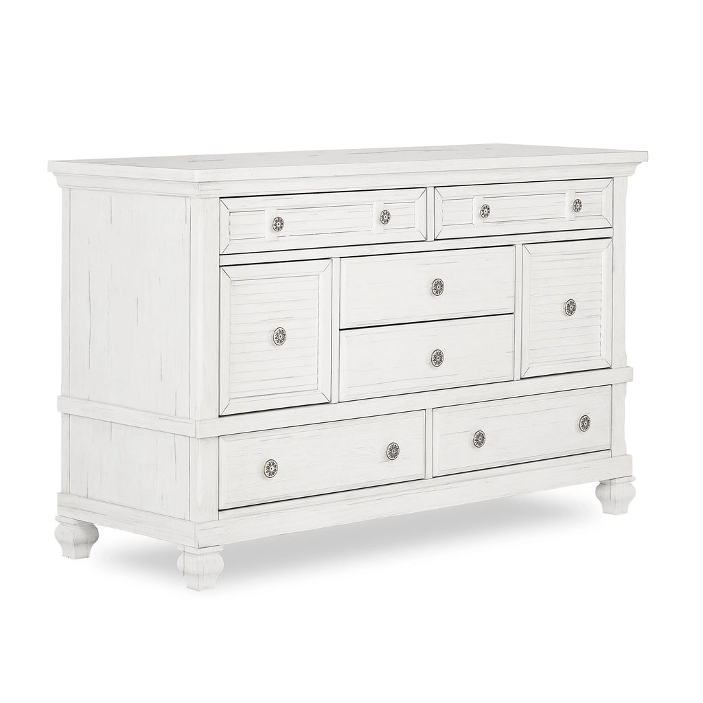 Weathered White 6 Drawers Double Dresser J51424