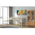 White Twin Loft Bed with Built-in Desk C9014