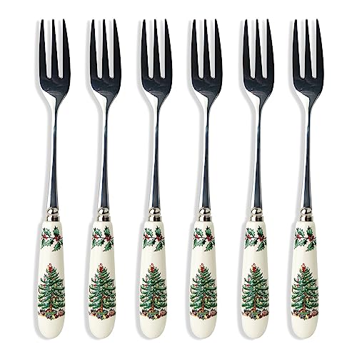 Set of 6 Stainless Steel Teaspoons with Porcelain Handles N8332