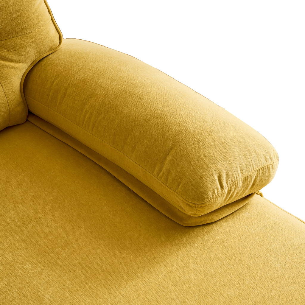 Yellow Velvet 3 Seater Sectional Sofa with Chaise E91262