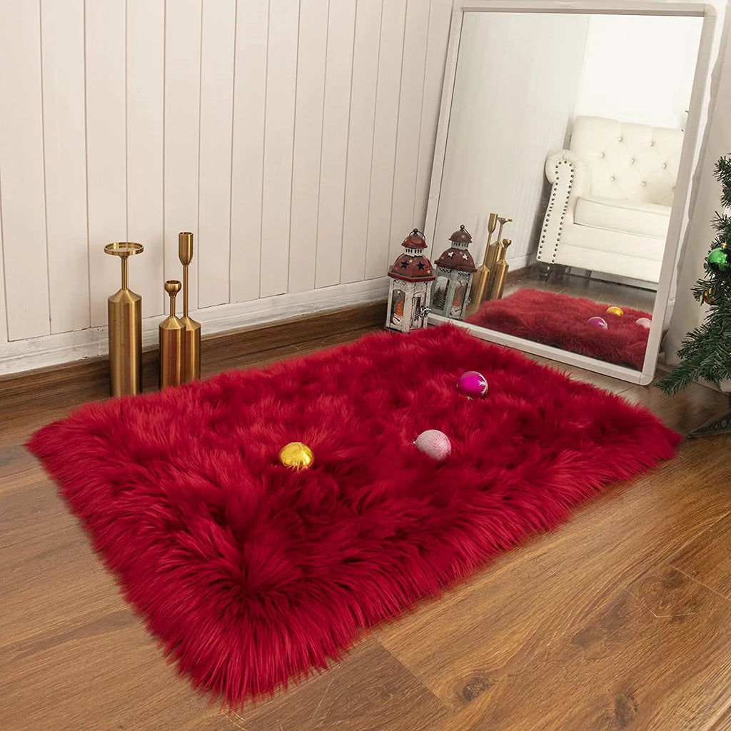 Red 3'x5' Shaggy Area Rug Q957783