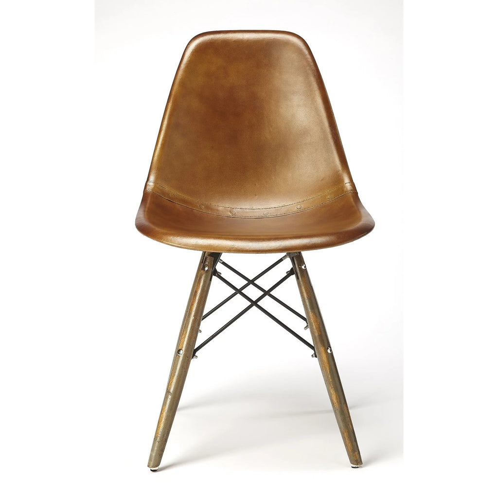 Brown Leather Side Chair V268