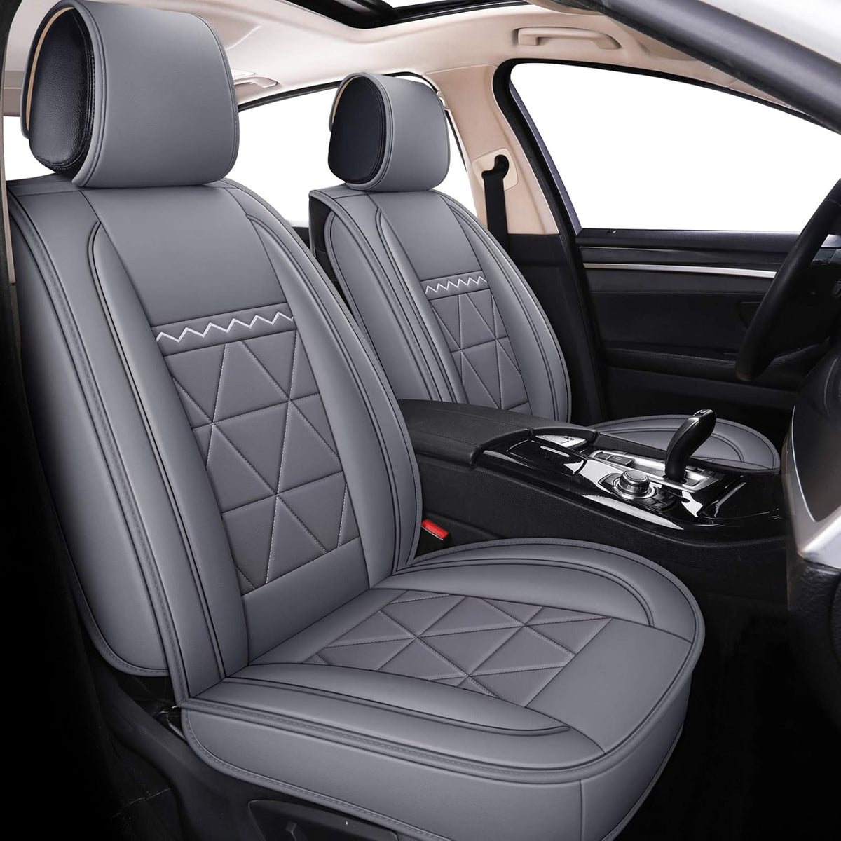 2 PCS Black Waterproof Faux Leather Car Seat Covers O168