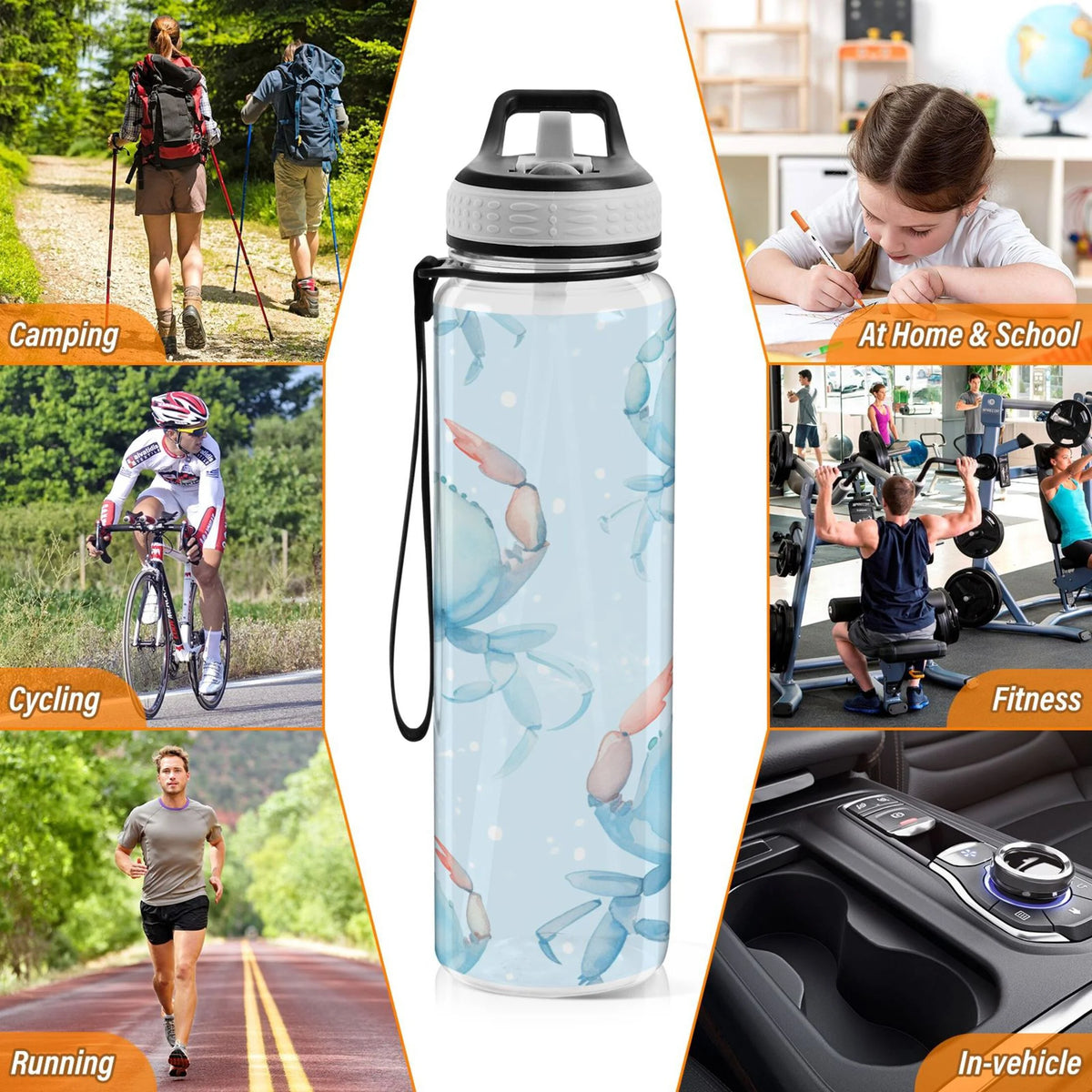 32oz Clear Tritan Water Bottle with Straw Q200