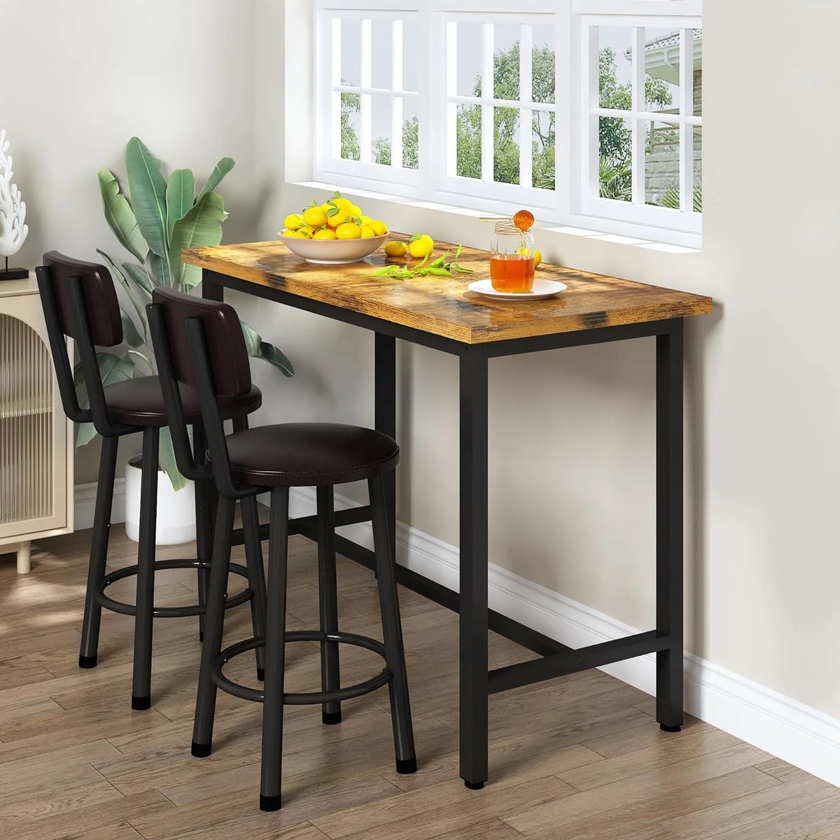 3 Piece Pub Dining Set for 2 Rustic Brown E41136