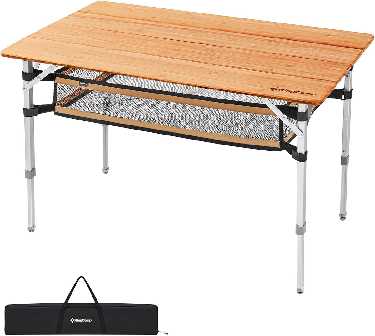 Bamboo Folding Table with Adjustable Height Aluminum Legs F761122