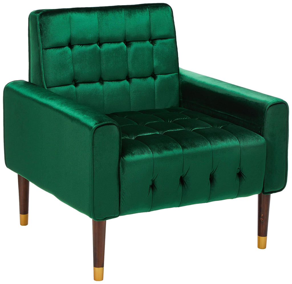Emerald Velvet Button-Tufted Armchair S555