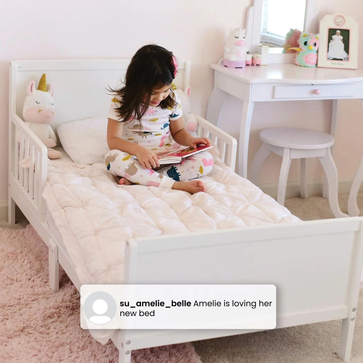 Grey Toddler Bed with Attached Bed Rails M604644