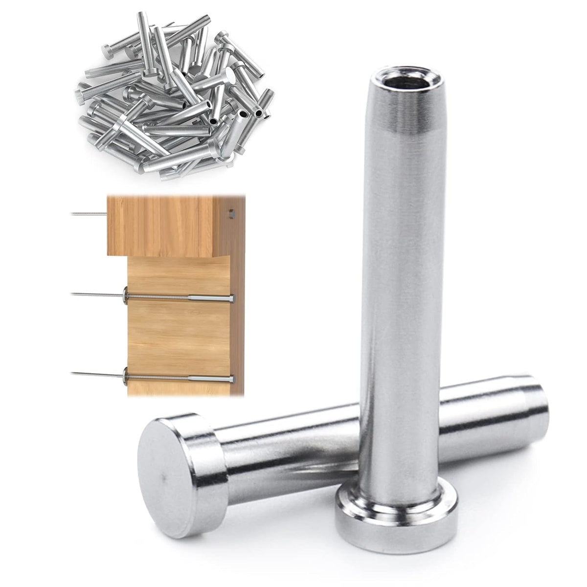 40Pack 1/8 Stemball Swage Dead End Invisible Cable Railing Kit Hardware Terminal End Fitting T316 Stainless Steel S3998