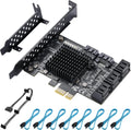PCIe SATA Card 8 Ports with 8 SATA Cables and Low Profile Bracket I322