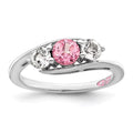 Sterling Silver Rhodium-plated White and Pink Swarovski Topaz Ring Size 7 K608216