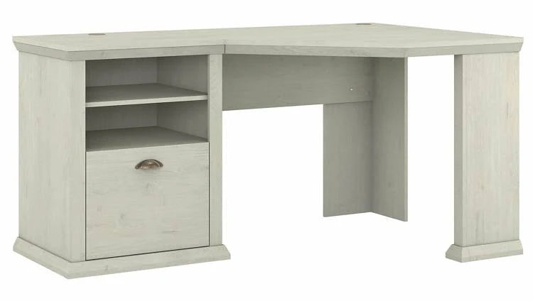 Linen White Oak Corner Desk with Storage J5290