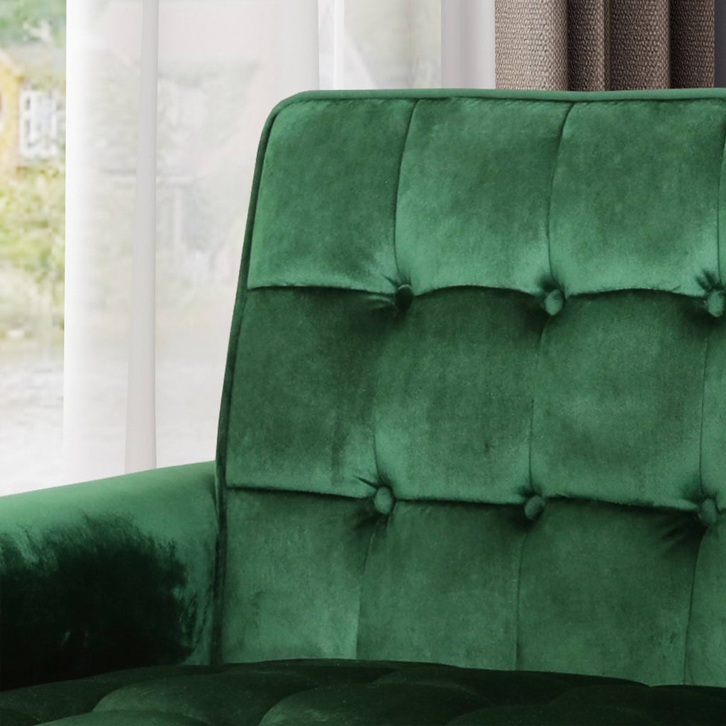 Emerald Velvet Button-Tufted Armchair S555