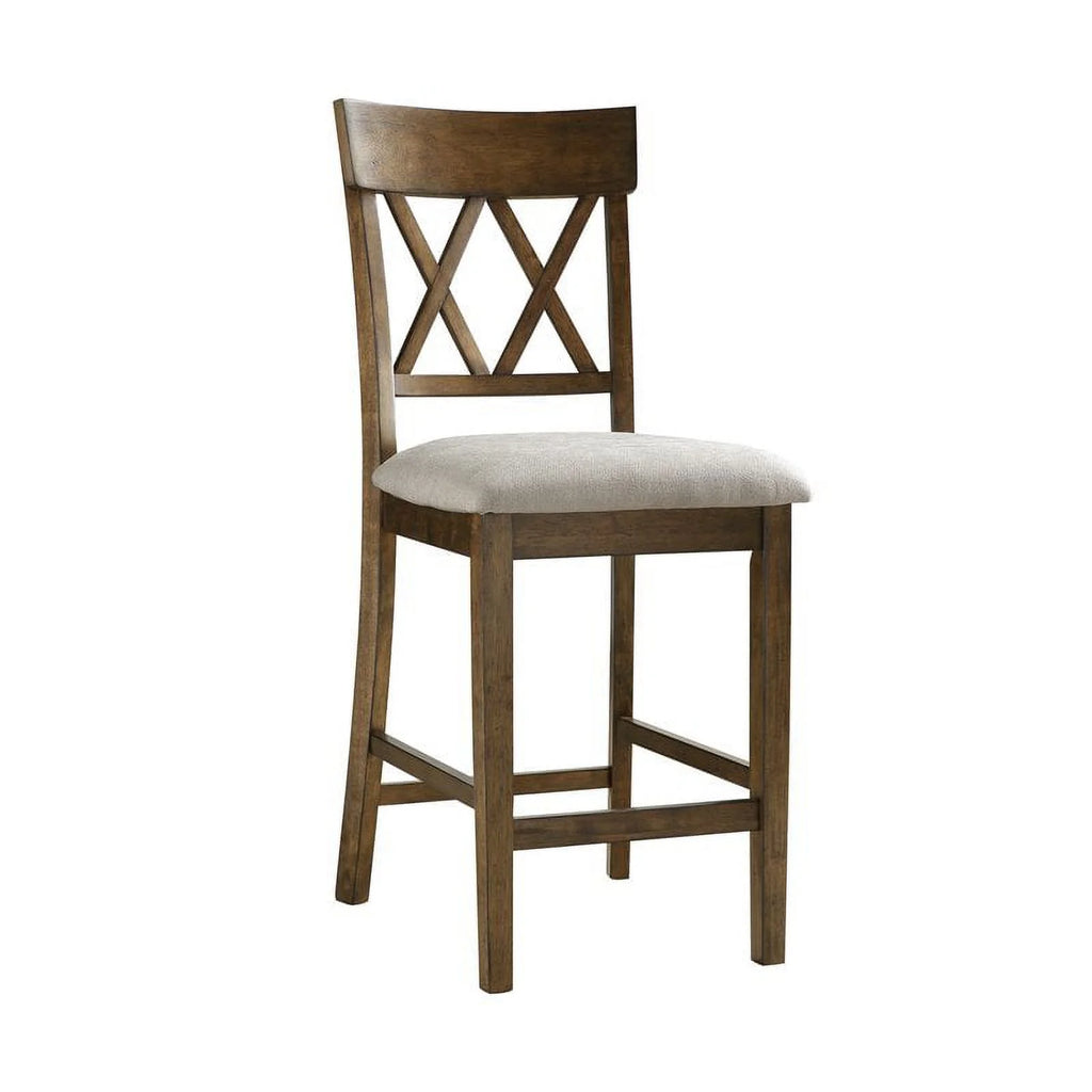 Oak Wood Crossback Counter Height Dining Chair Set of 2 I867321